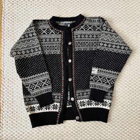 Dale of Norway Women’s Small Wool Cardigan Sweater Navy Fair Isle Ski Snowflake - Picture 1 of 8